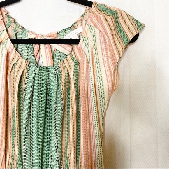 Lauren Conrad Dress Green Peach Striped - XS - Picture 6 of 6